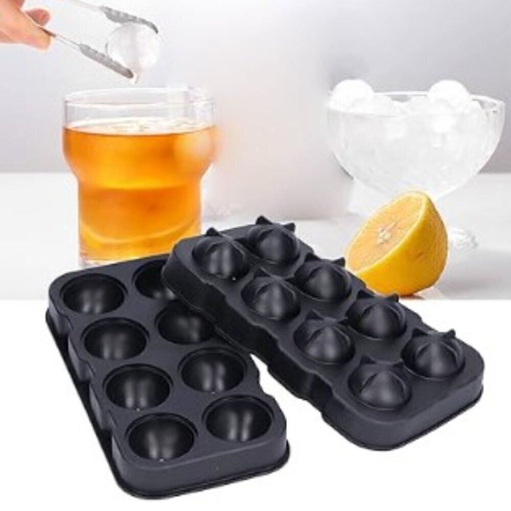New Silicone Ice Ball Maker Set pf 2 with 8 Grid and Funnels